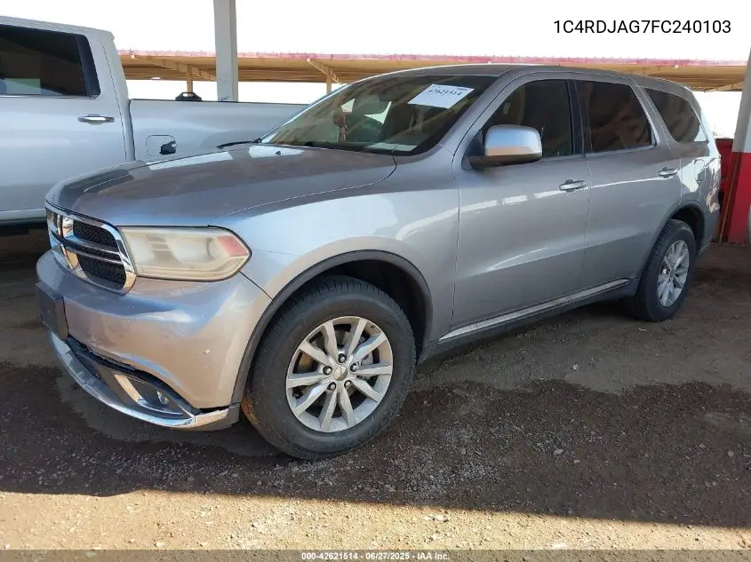 2015 Dodge Durango Sxt VIN: 1C4RDJAG7FC240103 Lot: 42621514