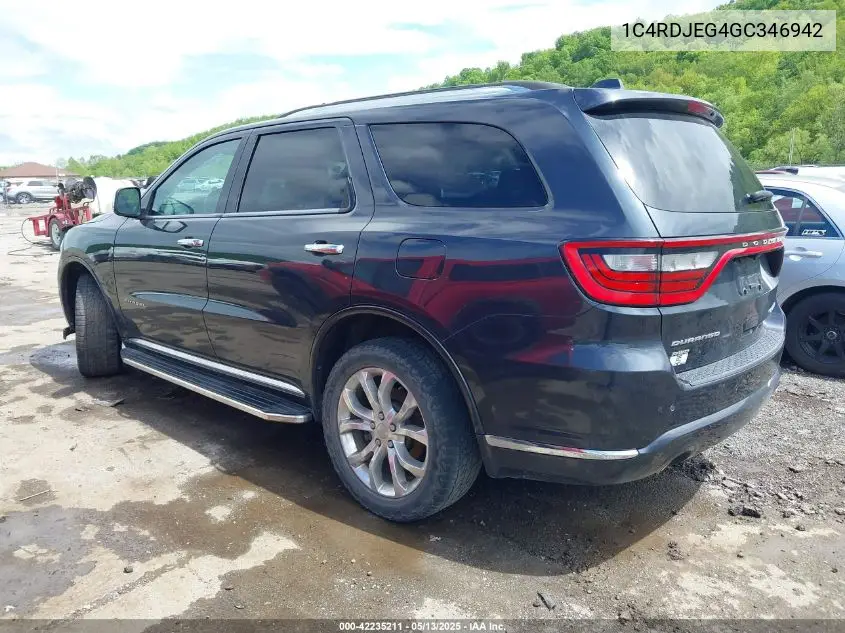 2016 Dodge Durango Citadel VIN: 1C4RDJEG4GC346942 Lot: 42235211