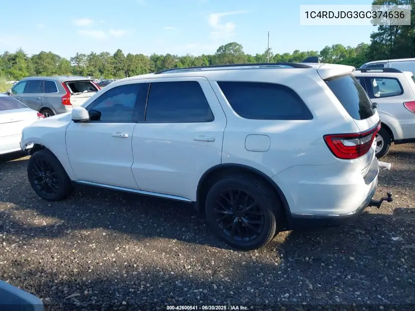 2016 Dodge Durango Limited VIN: 1C4RDJDG3GC374636 Lot: 42600541