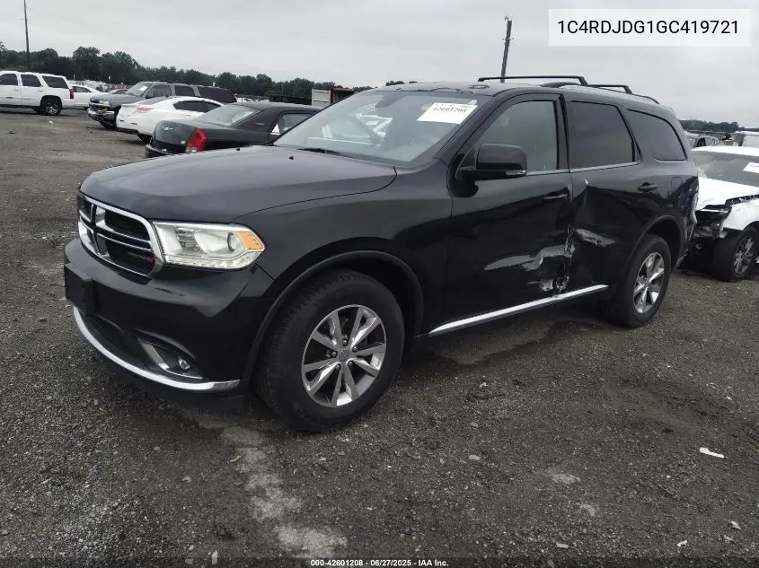 2016 Dodge Durango Limited VIN: 1C4RDJDG1GC419721 Lot: 42601208