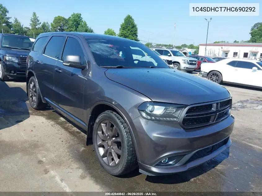 2017 Dodge Durango R/T Rwd VIN: 1C4SDHCT7HC690292 Lot: 42548842