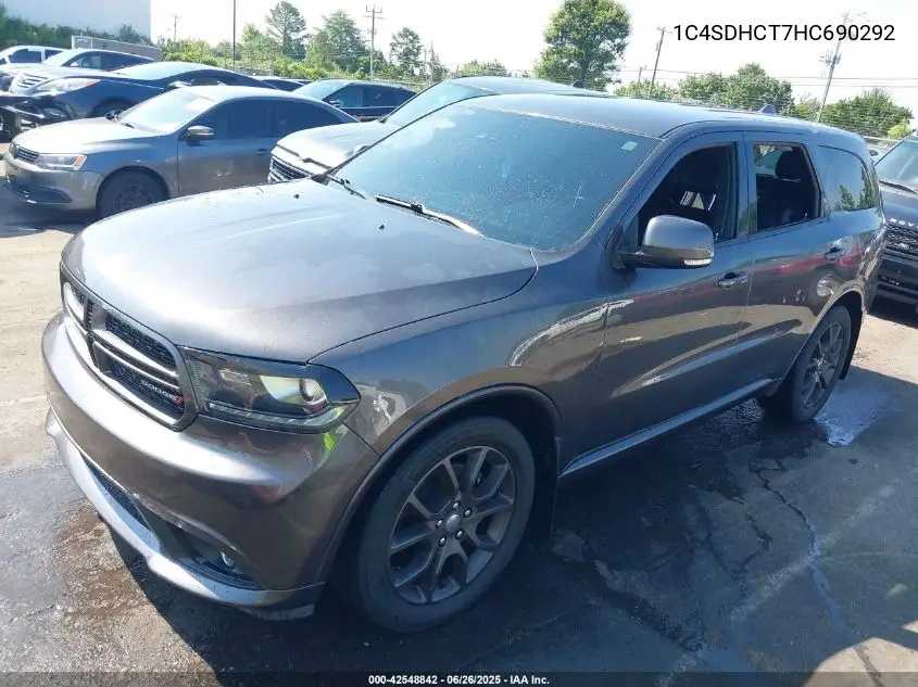2017 Dodge Durango R/T Rwd VIN: 1C4SDHCT7HC690292 Lot: 42548842