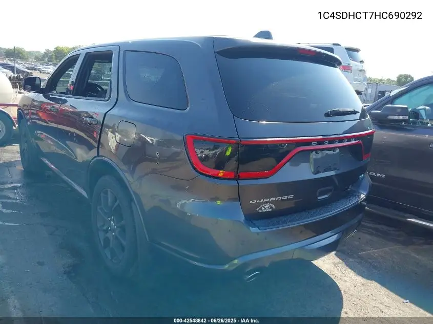 2017 Dodge Durango R/T Rwd VIN: 1C4SDHCT7HC690292 Lot: 42548842