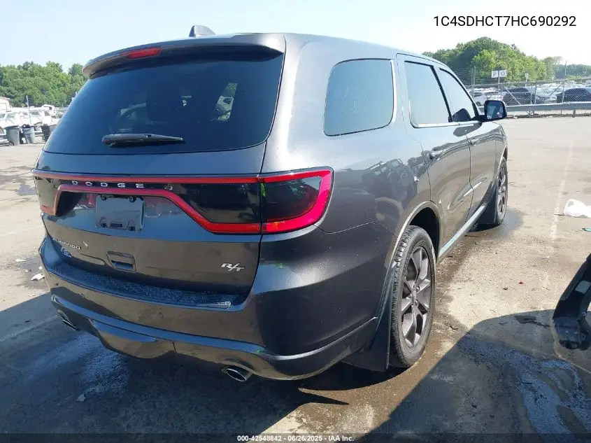 2017 Dodge Durango R/T Rwd VIN: 1C4SDHCT7HC690292 Lot: 42548842