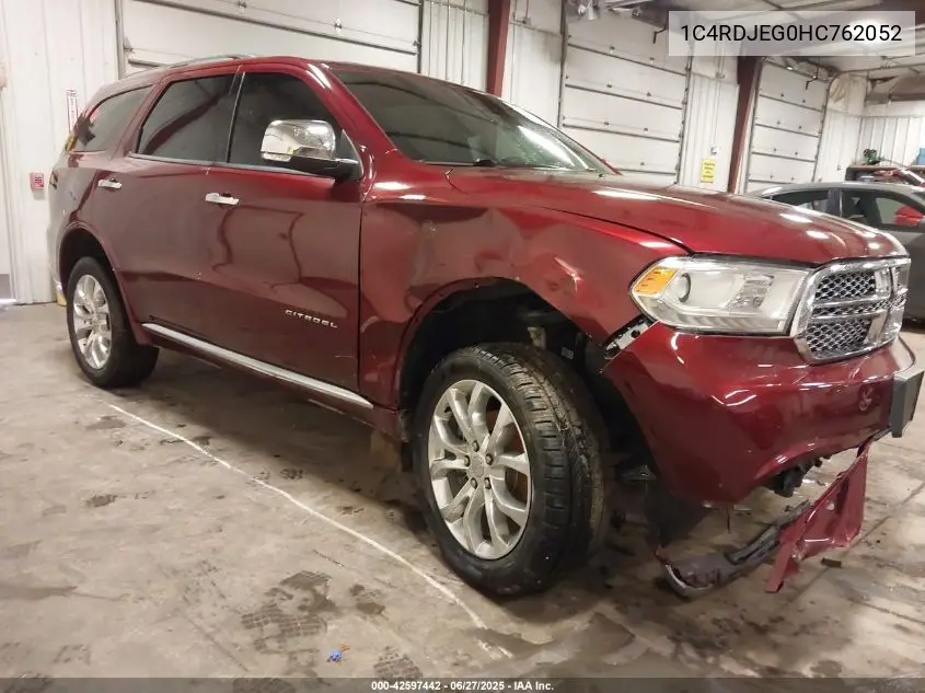 2017 Dodge Durango Citadel Awd VIN: 1C4RDJEG0HC762052 Lot: 42597442
