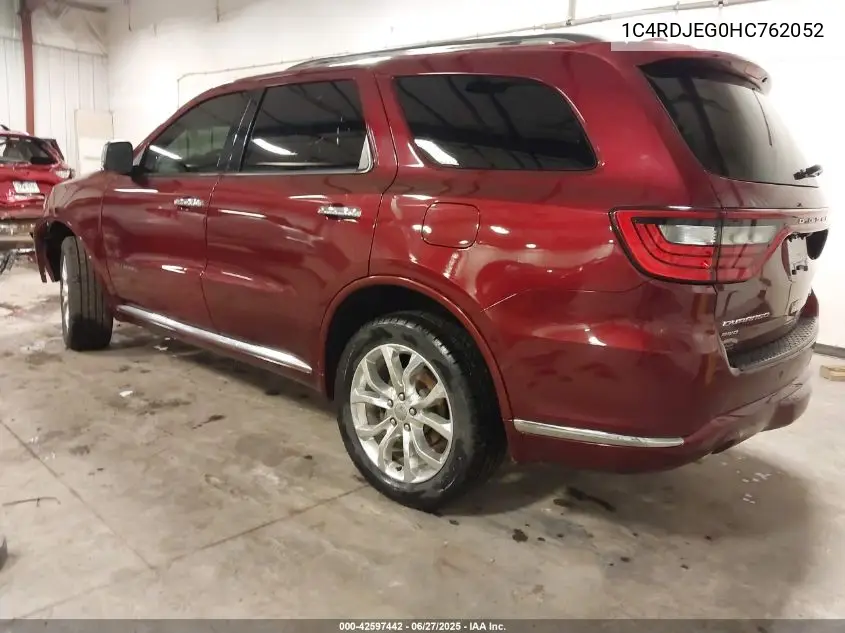 2017 Dodge Durango Citadel Awd VIN: 1C4RDJEG0HC762052 Lot: 42597442