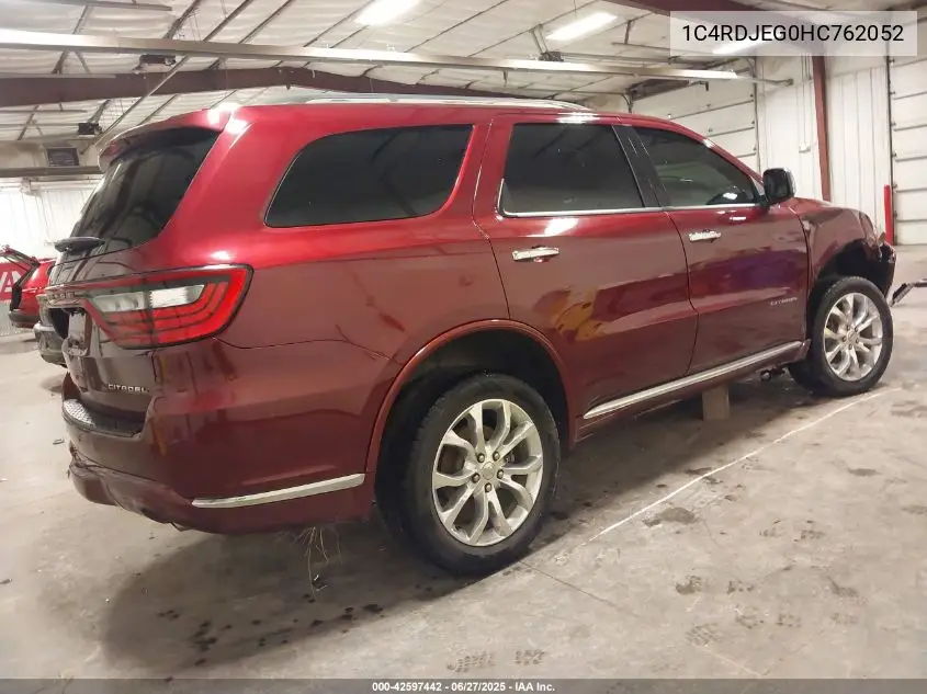 2017 Dodge Durango Citadel Awd VIN: 1C4RDJEG0HC762052 Lot: 42597442