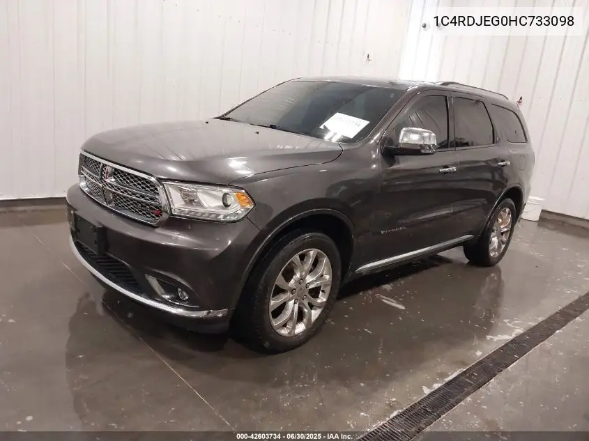 2017 Dodge Durango Citadel Awd VIN: 1C4RDJEG0HC733098 Lot: 42603734