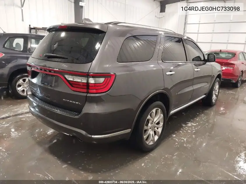 2017 Dodge Durango Citadel Awd VIN: 1C4RDJEG0HC733098 Lot: 42603734