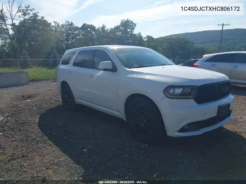 2017 Dodge Durango R/T Awd VIN: 1C4SDJCTXHC806172 Lot: 42623688