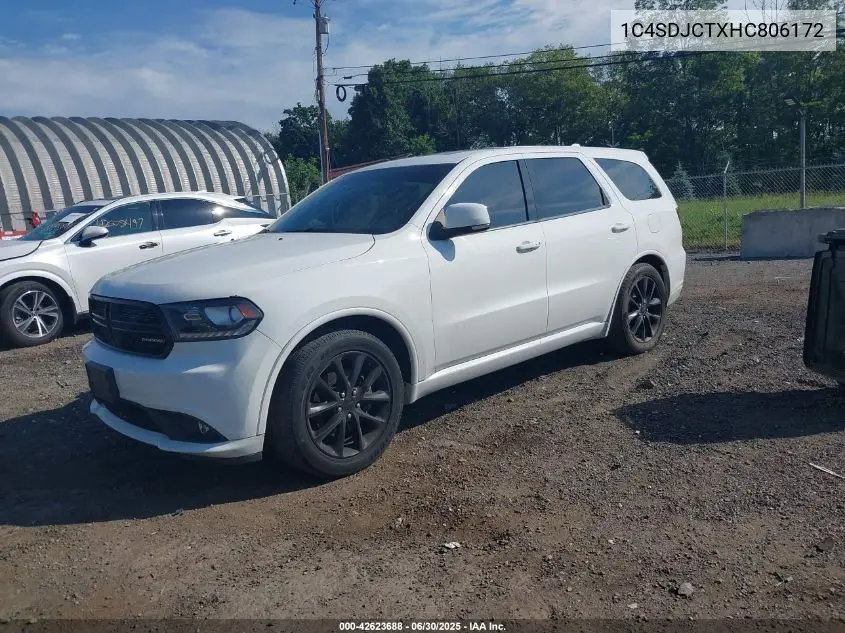 2017 Dodge Durango R/T Awd VIN: 1C4SDJCTXHC806172 Lot: 42623688