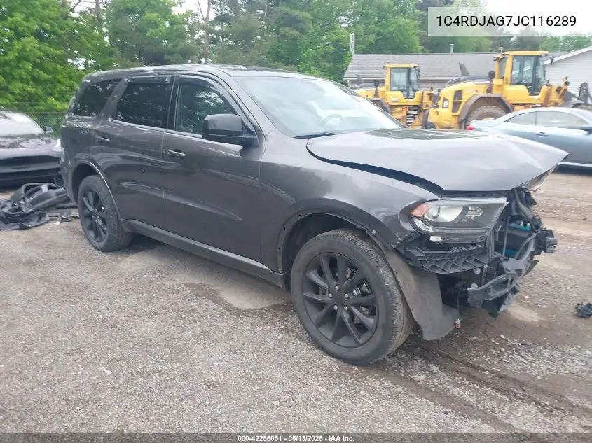 2018 Dodge Durango Sxt Awd VIN: 1C4RDJAG7JC116289 Lot: 42256051