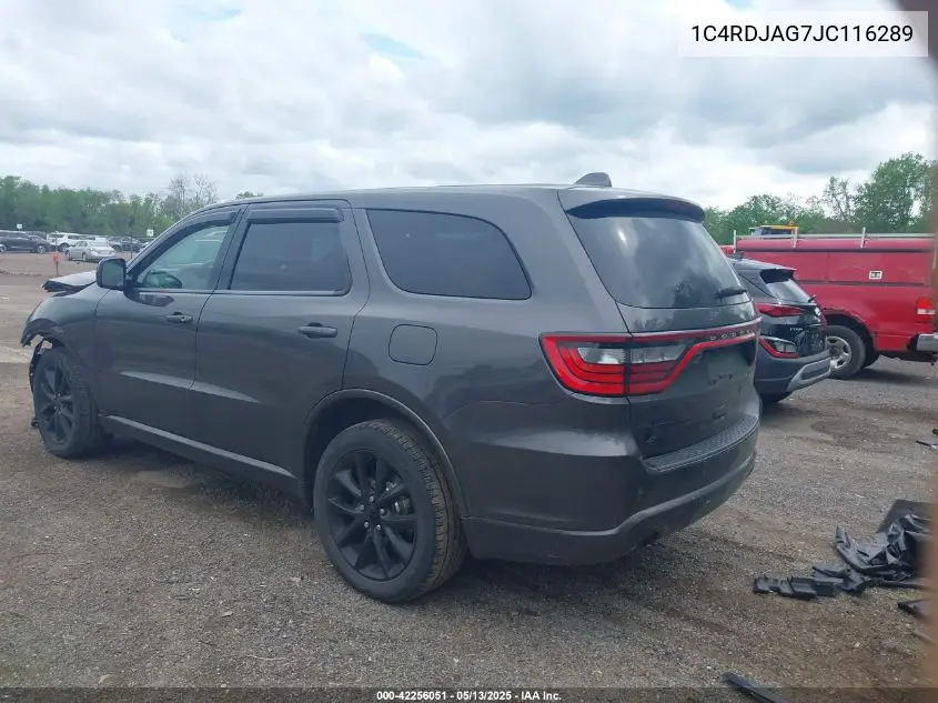 2018 Dodge Durango Sxt Awd VIN: 1C4RDJAG7JC116289 Lot: 42256051