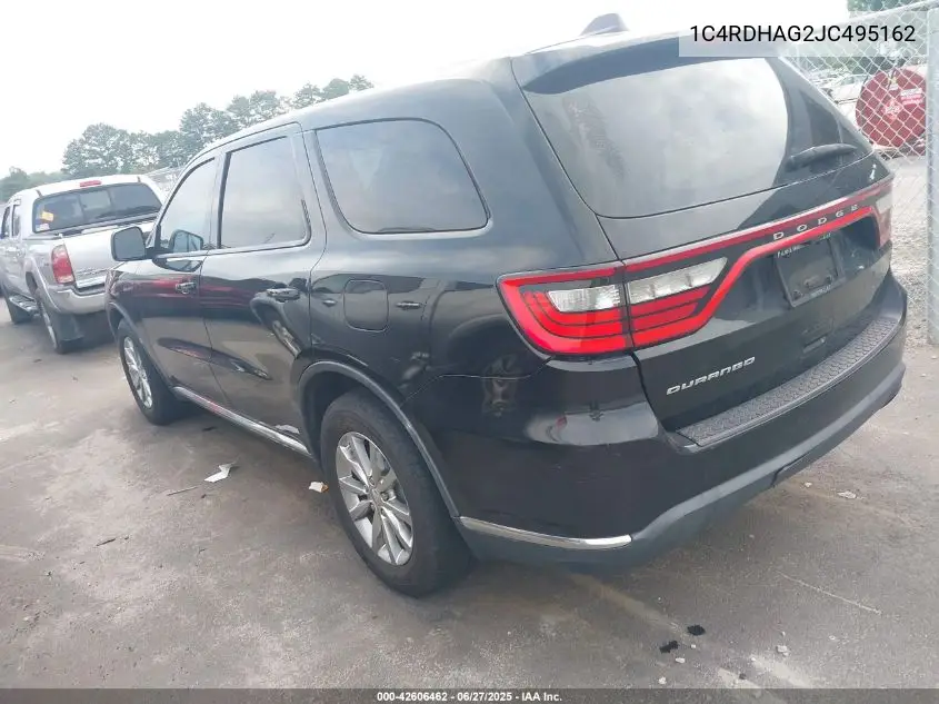 2018 Dodge Durango Sxt Rwd VIN: 1C4RDHAG2JC495162 Lot: 42606462