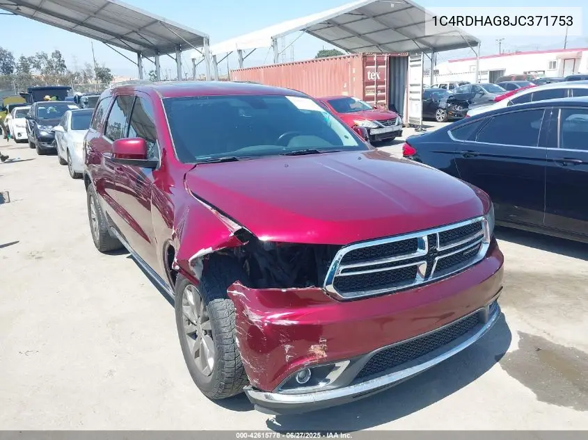 2018 Dodge Durango Sxt Rwd VIN: 1C4RDHAG8JC371753 Lot: 42615778