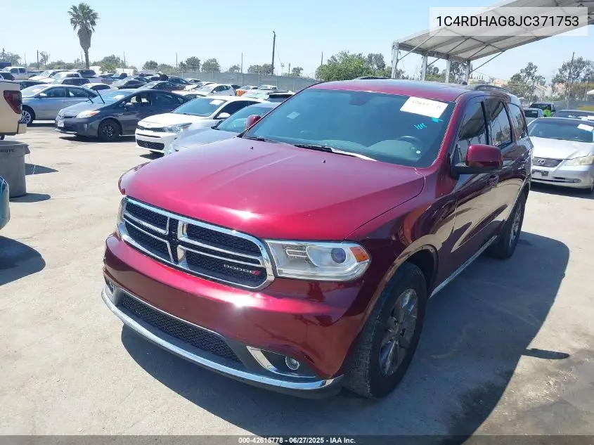 2018 Dodge Durango Sxt Rwd VIN: 1C4RDHAG8JC371753 Lot: 42615778