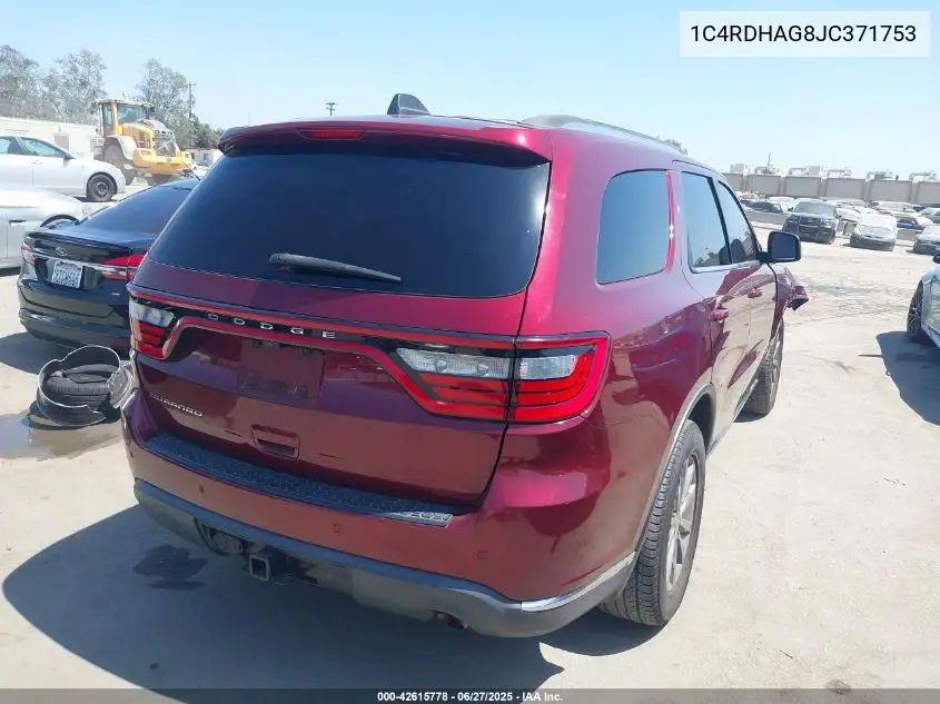 2018 Dodge Durango Sxt Rwd VIN: 1C4RDHAG8JC371753 Lot: 42615778