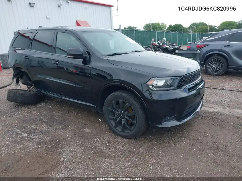 2019 Dodge Durango Gt VIN: 1C4RDJDG6KC820996 Lot: 42603167