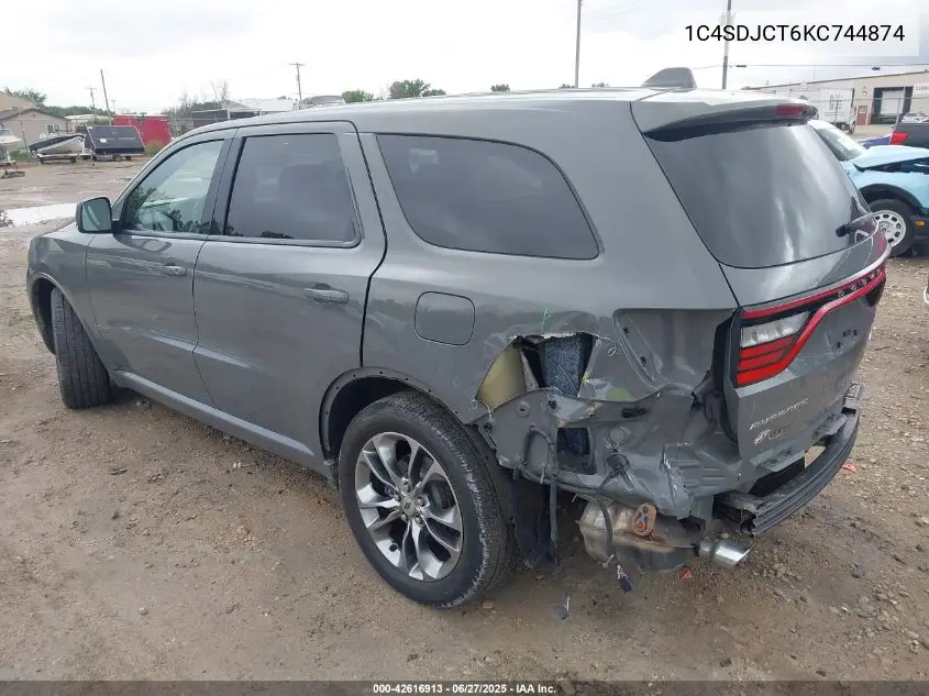 2019 Dodge Durango R/T VIN: 1C4SDJCT6KC744874 Lot: 42616913