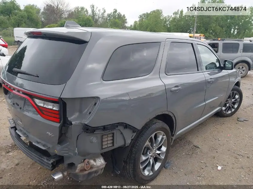 2019 Dodge Durango R/T VIN: 1C4SDJCT6KC744874 Lot: 42616913