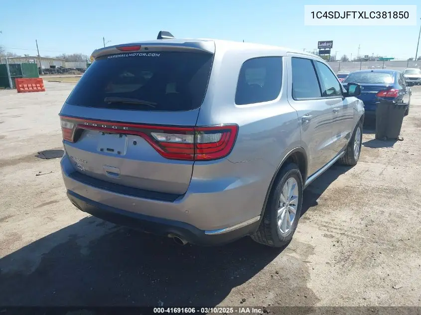 2020 Dodge Durango Pursuit Awd VIN: 1C4SDJFTXLC381850 Lot: 41691606