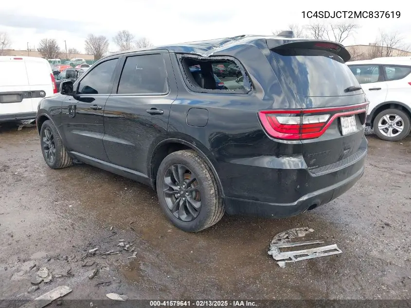 2021 Dodge Durango R/T Awd VIN: 1C4SDJCT2MC837619 Lot: 41579641