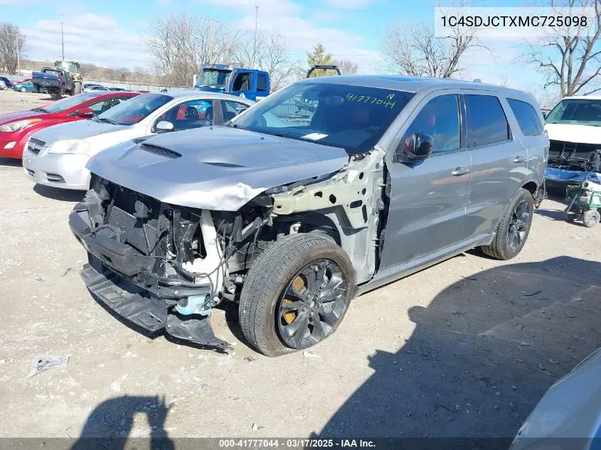 2021 Dodge Durango R/T Awd VIN: 1C4SDJCTXMC725098 Lot: 41777044