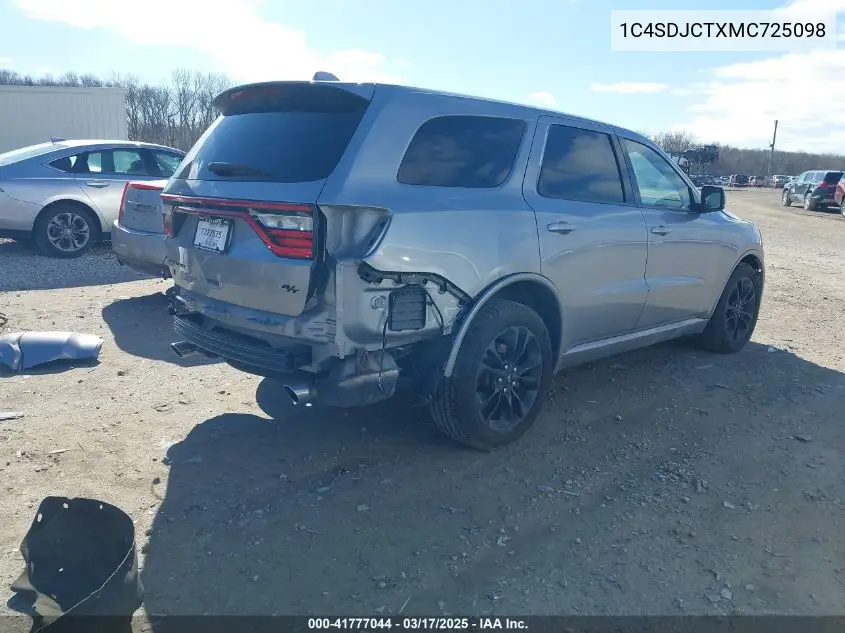 2021 Dodge Durango R/T Awd VIN: 1C4SDJCTXMC725098 Lot: 41777044