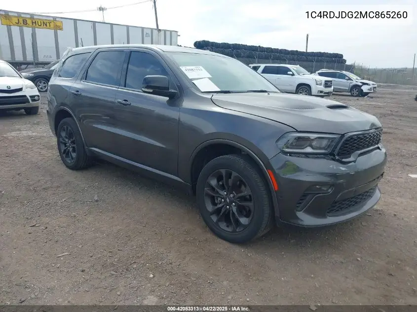 2021 Dodge Durango Gt Plus Awd VIN: 1C4RDJDG2MC865260 Lot: 42083313