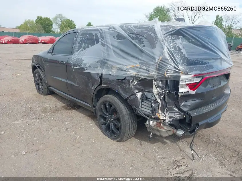 2021 Dodge Durango Gt Plus Awd VIN: 1C4RDJDG2MC865260 Lot: 42083313