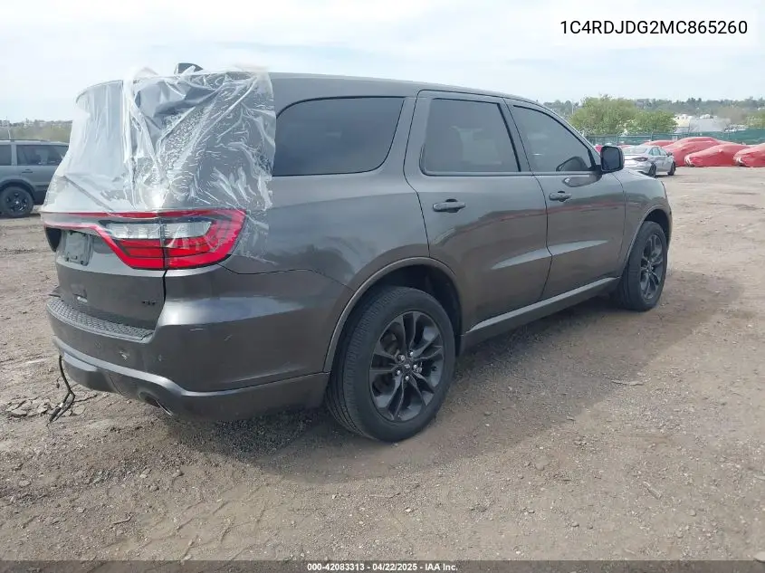 2021 Dodge Durango Gt Plus Awd VIN: 1C4RDJDG2MC865260 Lot: 42083313