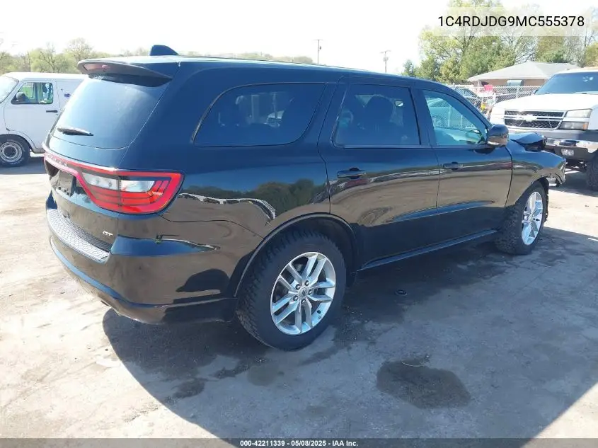 2021 Dodge Durango Gt VIN: 1C4RDJDG9MC555378 Lot: 42211339