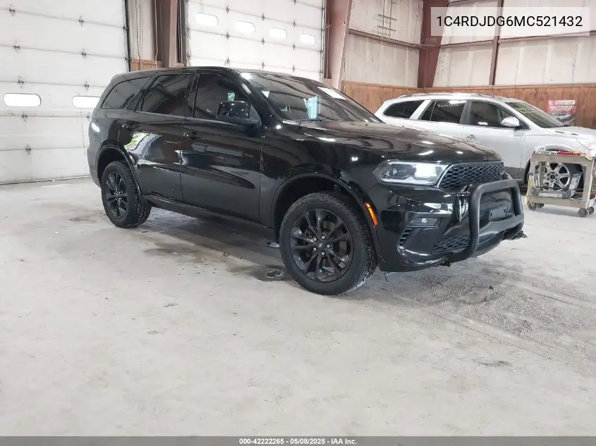 2021 Dodge Durango Gt Awd VIN: 1C4RDJDG6MC521432 Lot: 42222265