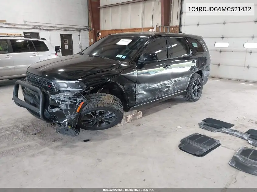 2021 Dodge Durango Gt Awd VIN: 1C4RDJDG6MC521432 Lot: 42222265