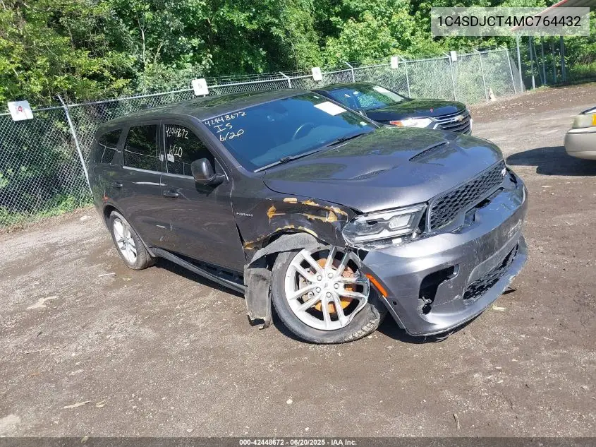 2021 Dodge Durango R/T Awd VIN: 1C4SDJCT4MC764432 Lot: 42448672