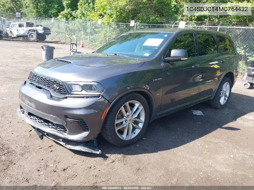 2021 Dodge Durango R/T Awd VIN: 1C4SDJCT4MC764432 Lot: 42448672