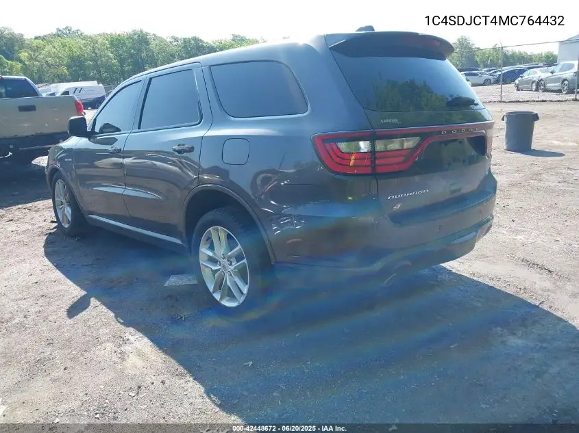 2021 Dodge Durango R/T Awd VIN: 1C4SDJCT4MC764432 Lot: 42448672