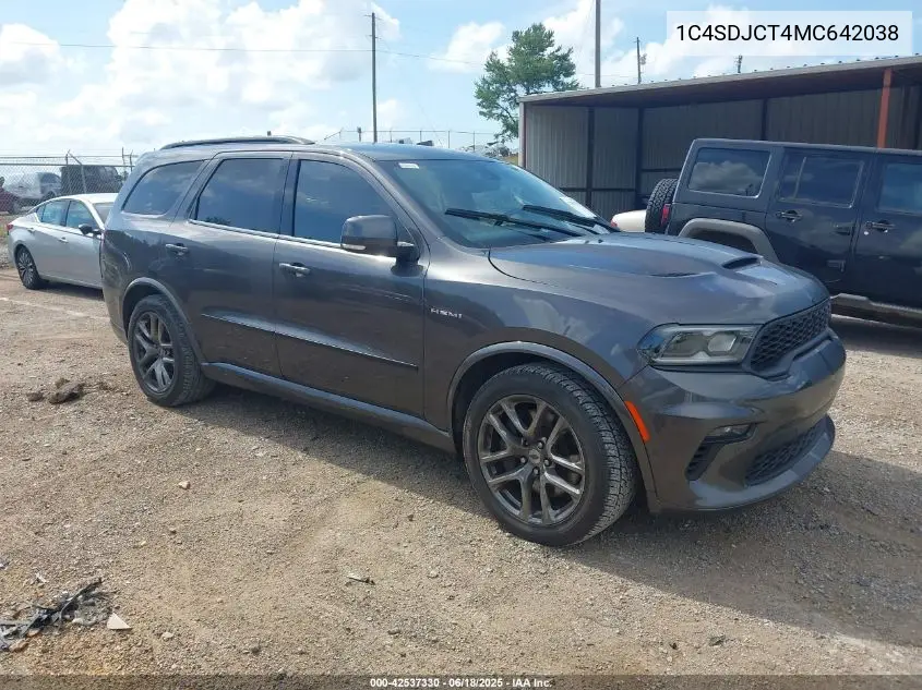 2021 Dodge Durango R/T Awd VIN: 1C4SDJCT4MC642038 Lot: 42537330