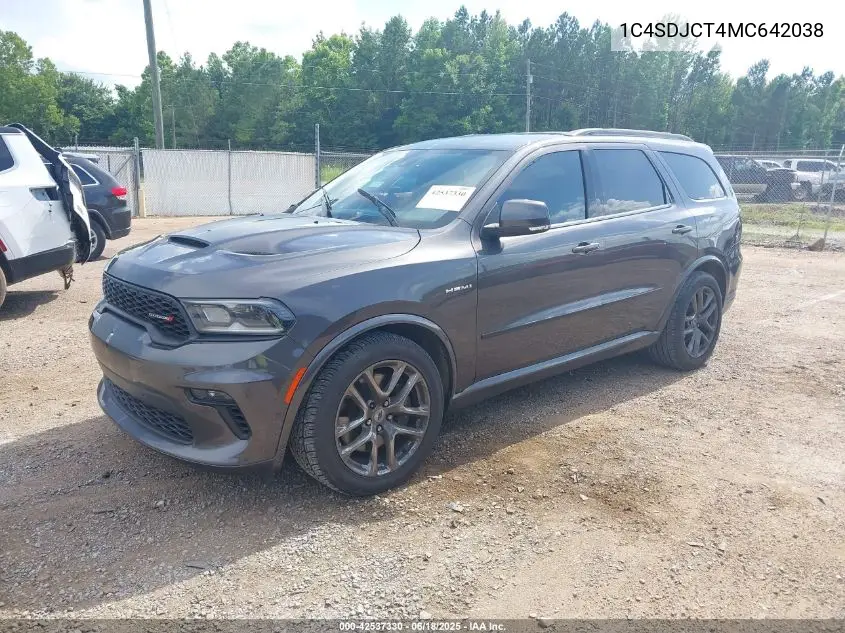 2021 Dodge Durango R/T Awd VIN: 1C4SDJCT4MC642038 Lot: 42537330