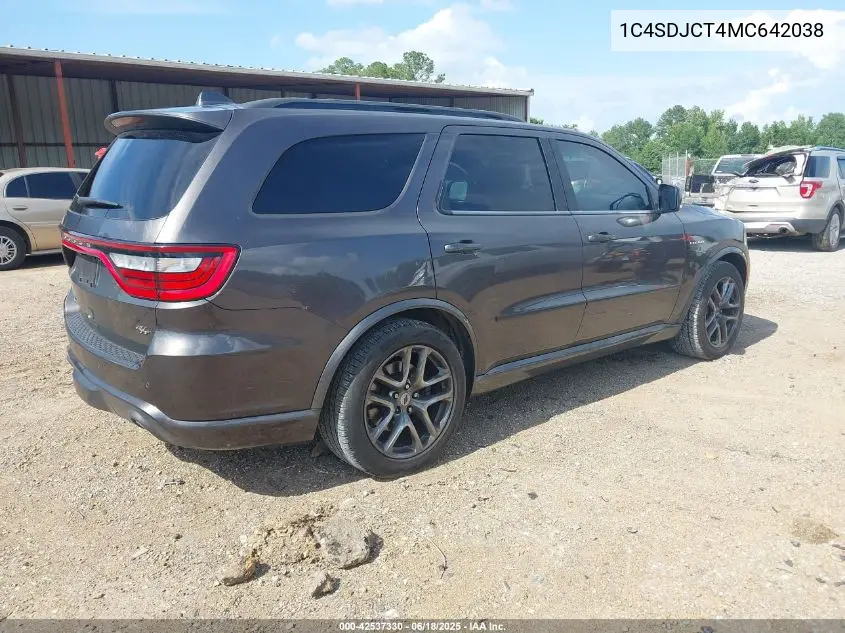 2021 Dodge Durango R/T Awd VIN: 1C4SDJCT4MC642038 Lot: 42537330