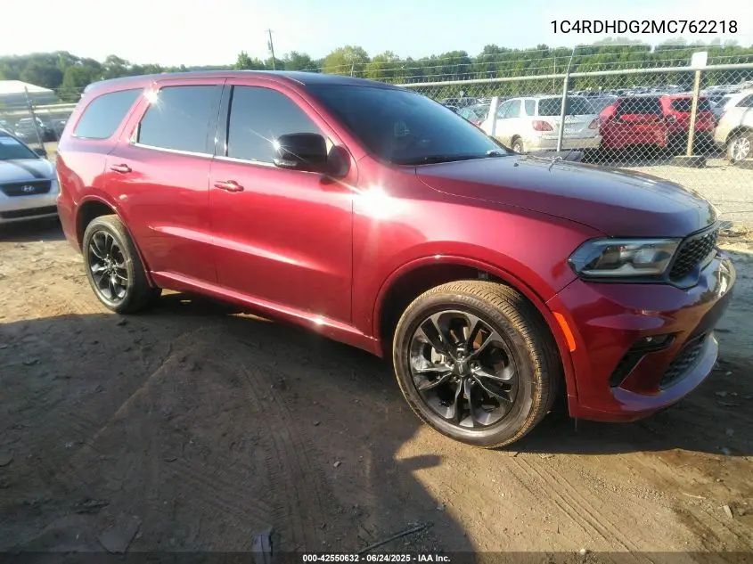 2021 Dodge Durango Gt Plus Rwd VIN: 1C4RDHDG2MC762218 Lot: 42550632