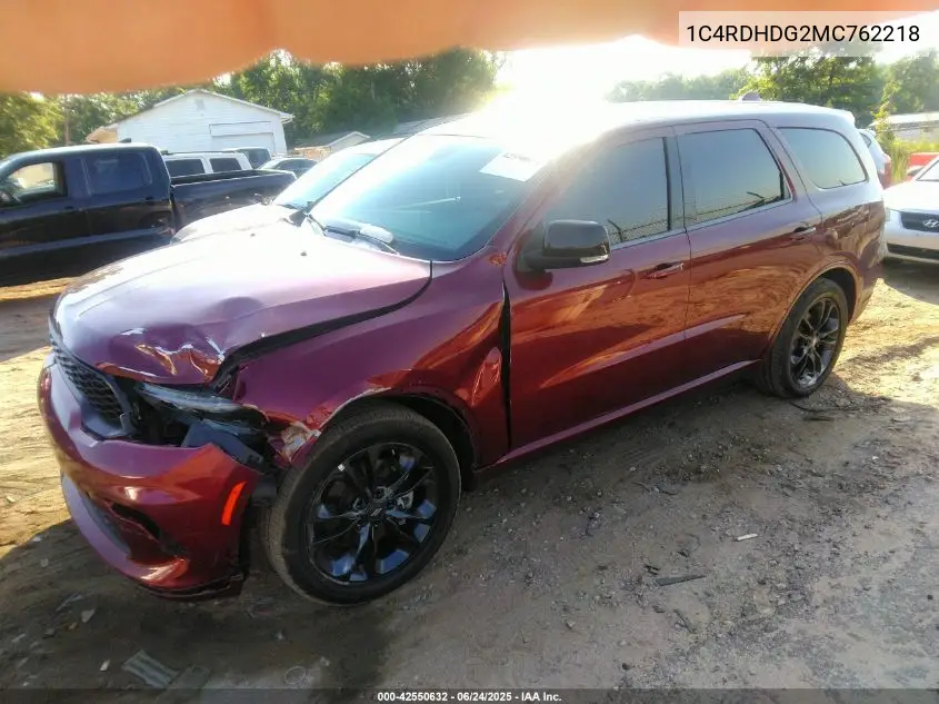 2021 Dodge Durango Gt Plus Rwd VIN: 1C4RDHDG2MC762218 Lot: 42550632