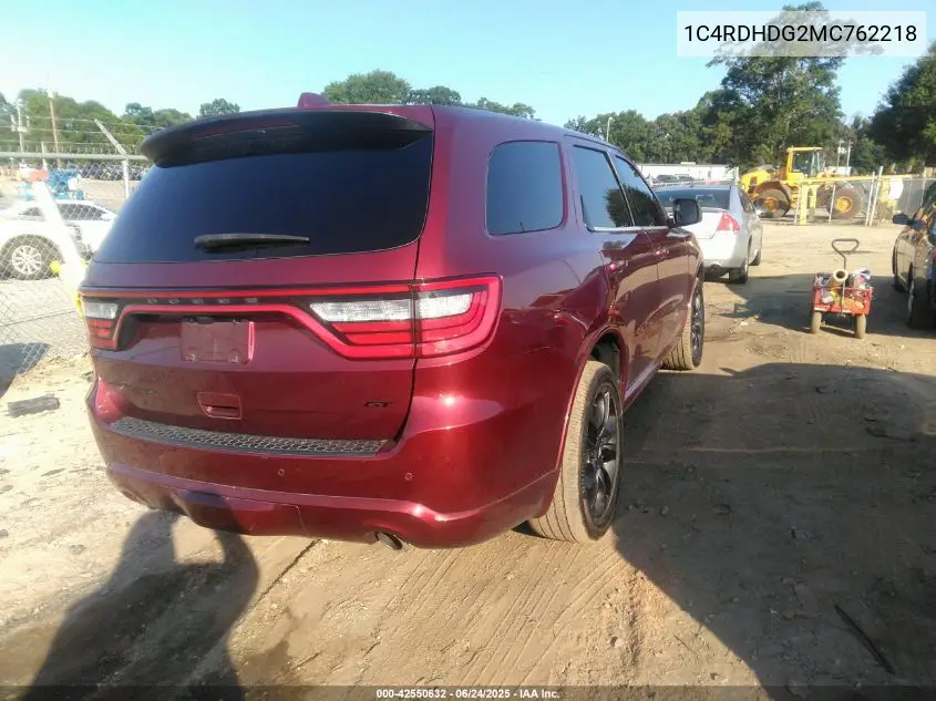 2021 Dodge Durango Gt Plus Rwd VIN: 1C4RDHDG2MC762218 Lot: 42550632