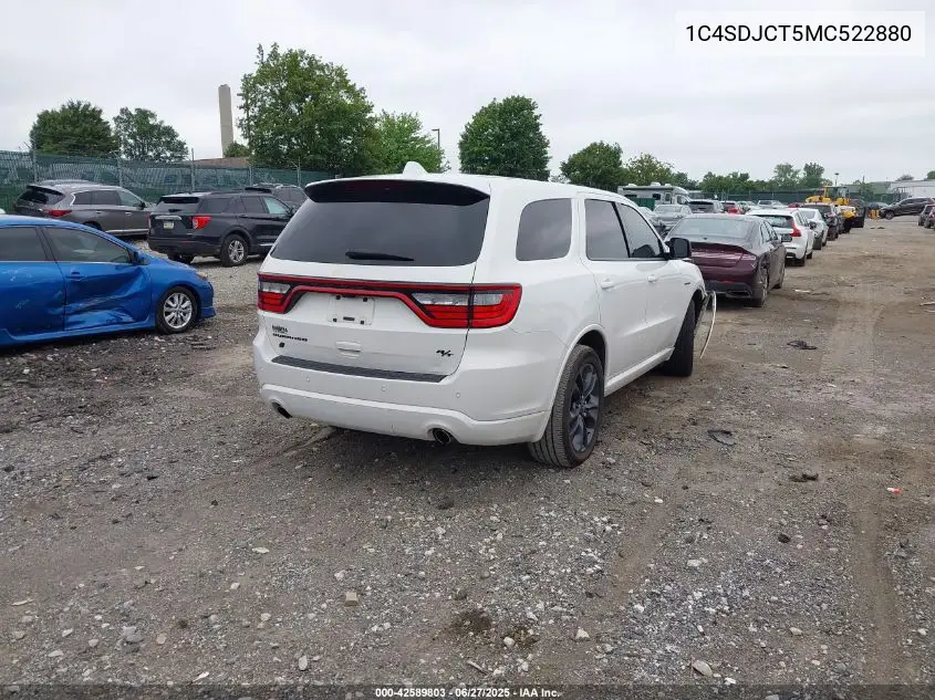 2021 Dodge Durango R/T Awd VIN: 1C4SDJCT5MC522880 Lot: 42589803