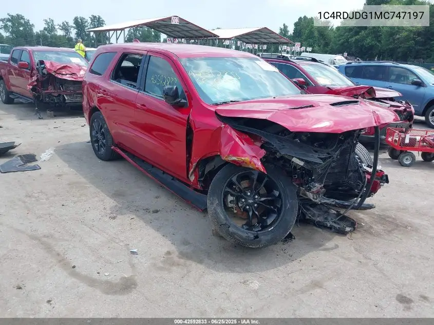 2021 Dodge Durango Gt Plus Awd VIN: 1C4RDJDG1MC747197 Lot: 42592833