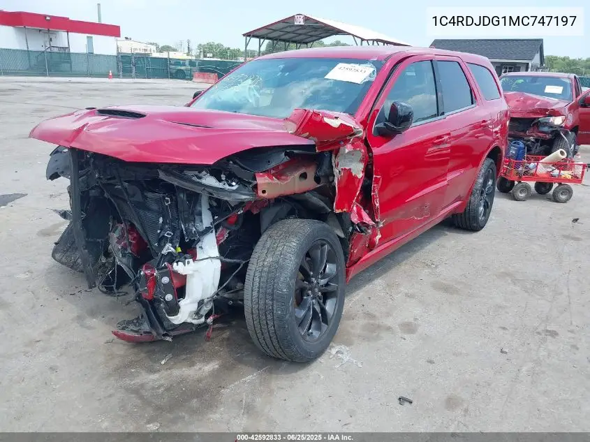2021 Dodge Durango Gt Plus Awd VIN: 1C4RDJDG1MC747197 Lot: 42592833