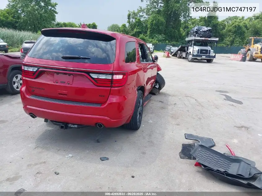 2021 Dodge Durango Gt Plus Awd VIN: 1C4RDJDG1MC747197 Lot: 42592833