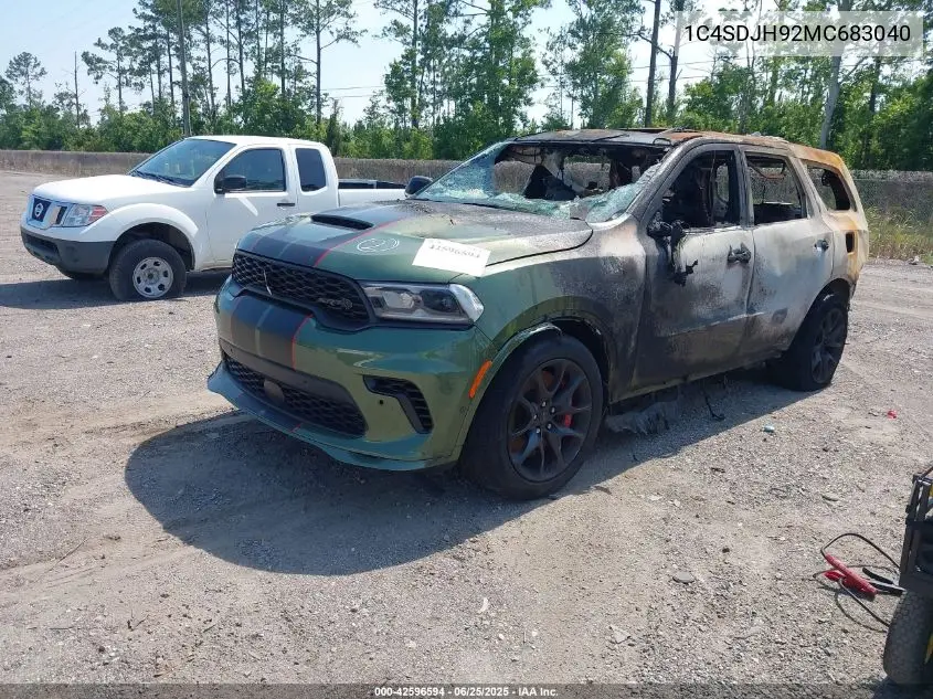 2021 Dodge Durango Srt Hellcat Awd VIN: 1C4SDJH92MC683040 Lot: 42596594