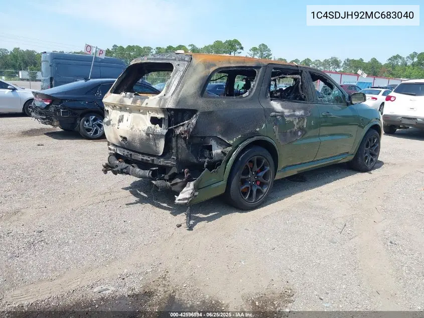 2021 Dodge Durango Srt Hellcat Awd VIN: 1C4SDJH92MC683040 Lot: 42596594