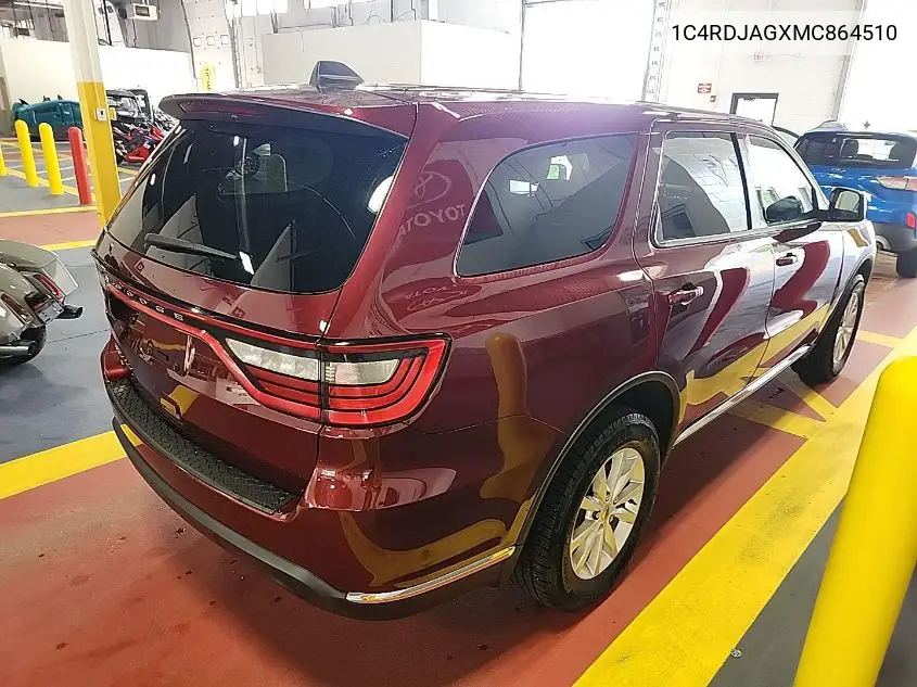 2021 Dodge Durango Sxt Awd VIN: 1C4RDJAGXMC864510 Lot: 42610966